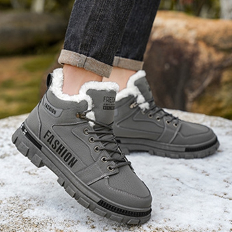 棉鞋男2025冬季加绒加厚保暖工地干活男鞋防滑防水运动厚底雪地靴