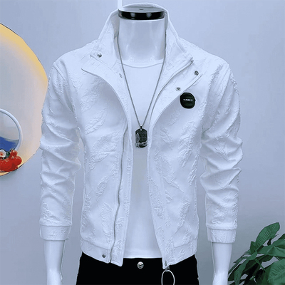 立领秋冬修身提花男士夹克百搭