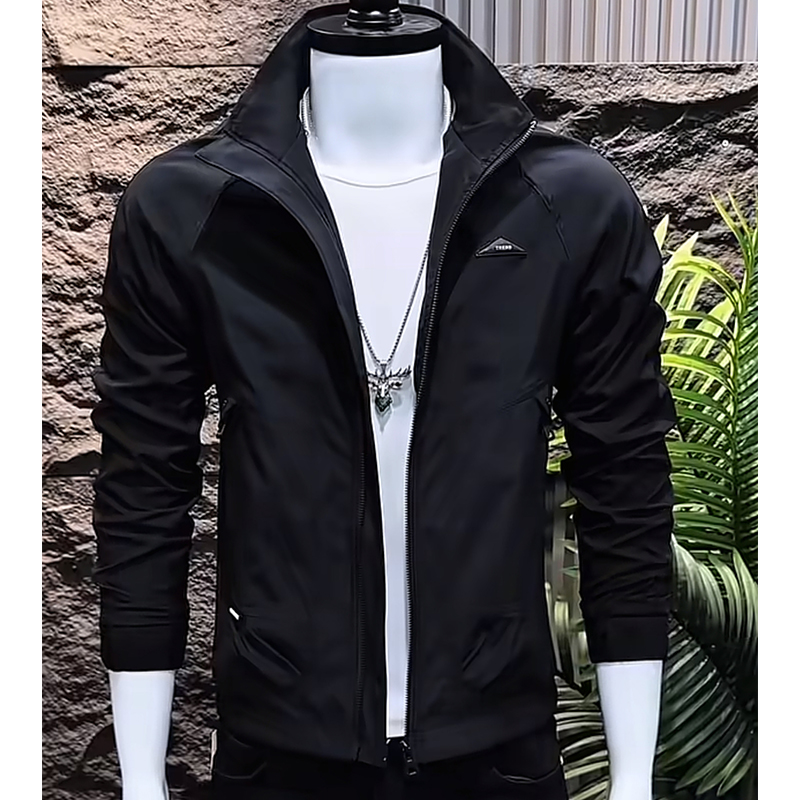 春秋新款男士夹克外套时尚高级感立领韩版修身休闲帅气百搭上衣潮