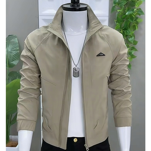 男士 时尚 夹克外套春秋季 修身 高级感休闲帅气立领百搭上衣 韩版 新款