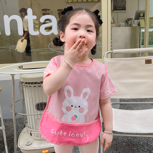 宝宝无袖吃饭罩衣夏季薄款儿童防水围裙幼儿园反穿衣婴儿围兜饭兜 - 封面