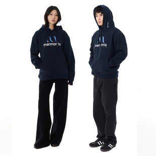 MARMORRIS基础logo印花帽衫宽松潮牌连帽美式加绒卫衣休闲情侣