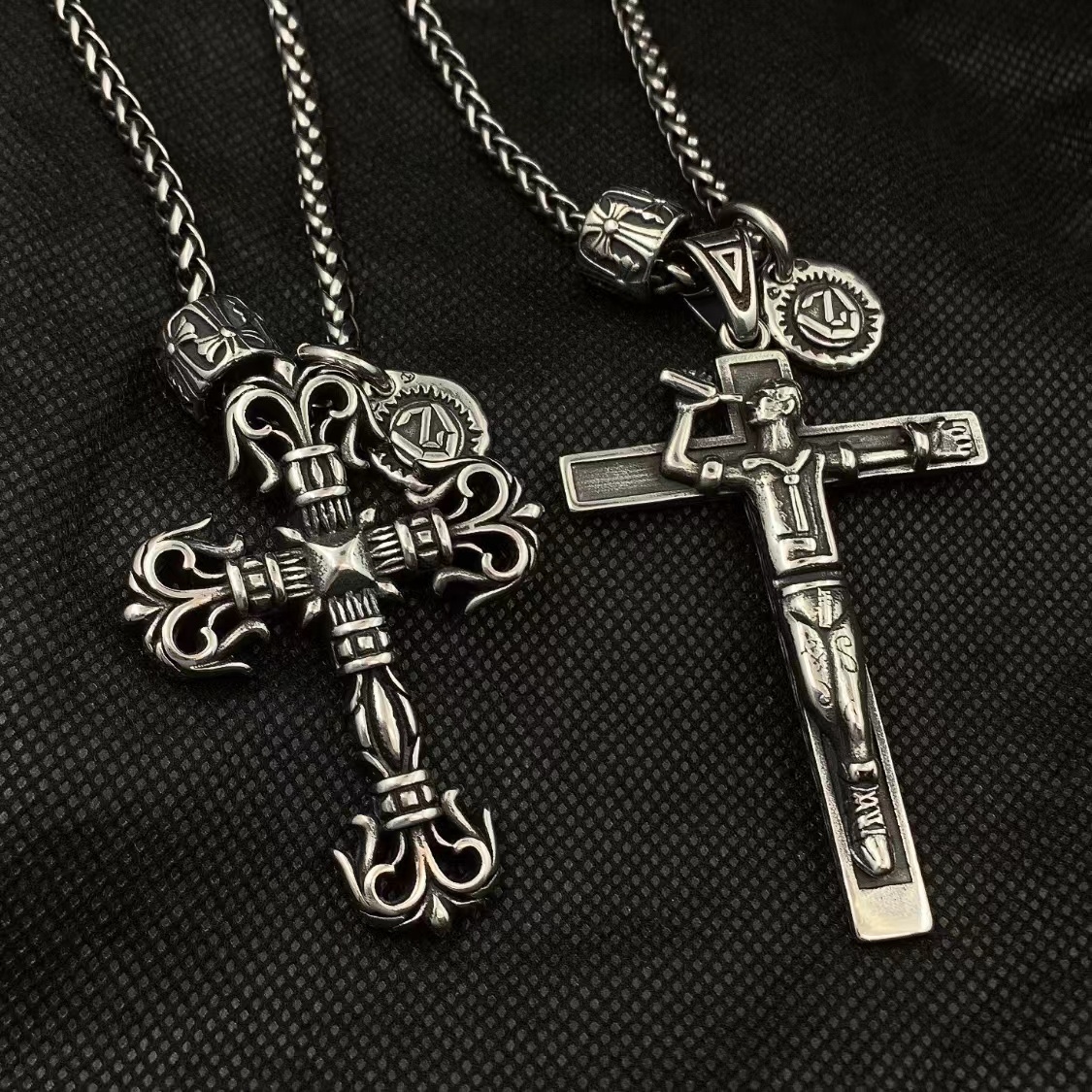 原创十字架吊坠项链钛钢男