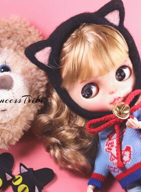 限量10个全手工羊毛毡猫咪发箍blythe小布娃头饰帽子冬季圣诞配饰