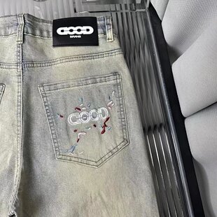 春秋欧货烫钻GOOD潮牌网红男女修身小脚时尚百搭爆款帅气牛仔裤子