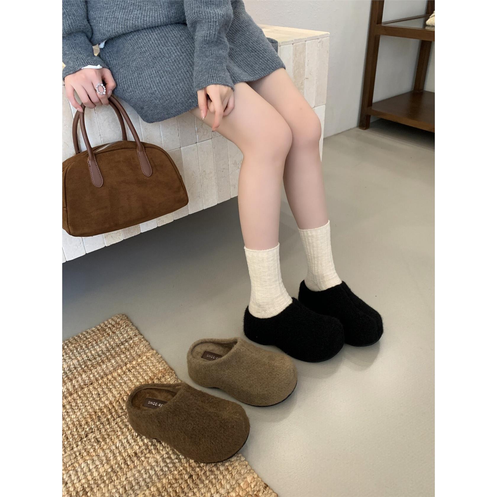 SHOE-REN韩式毛毛鞋女厚