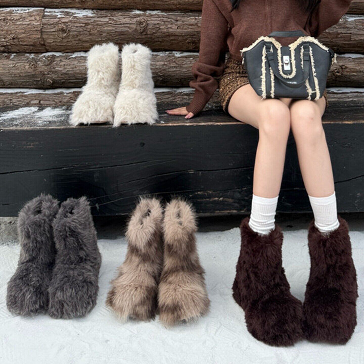 韩版厚底雪地靴毛毛靴女2025秋冬新款毛绒棉靴东北棉鞋加绒短靴女