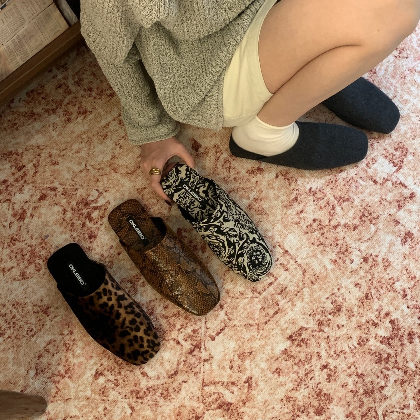 Okleibo韩版方头穆勒鞋