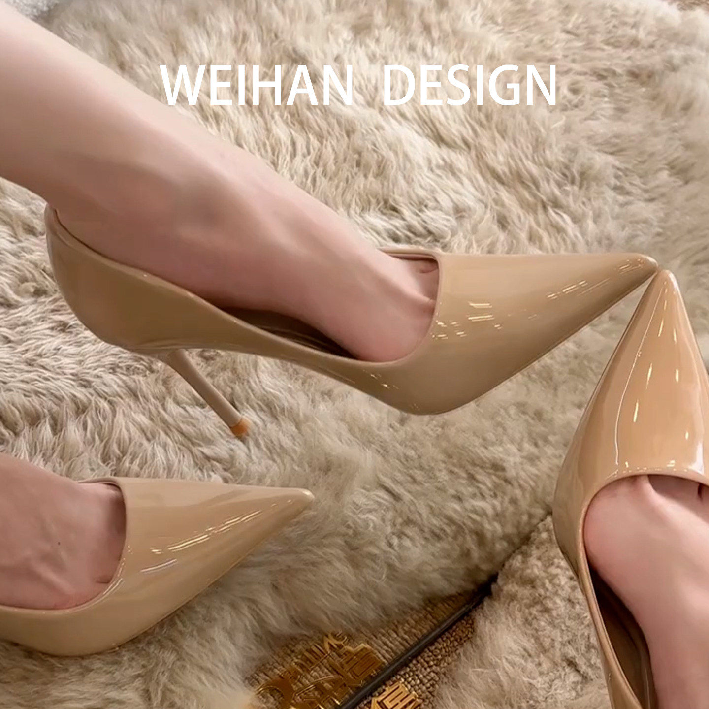 羊皮版！尖头细跟法式9cm高跟鞋春夏御姐风宴会漆皮气质性感单鞋