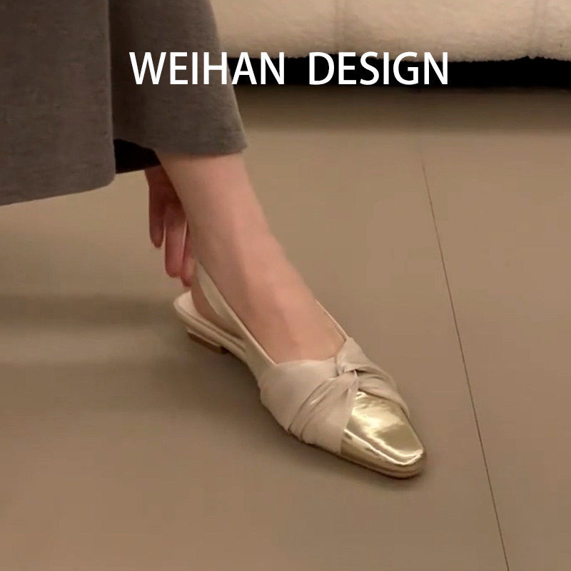 羊皮版！小香风玛丽珍拖鞋平底包头一字带凉鞋配裙子法式晚晚风