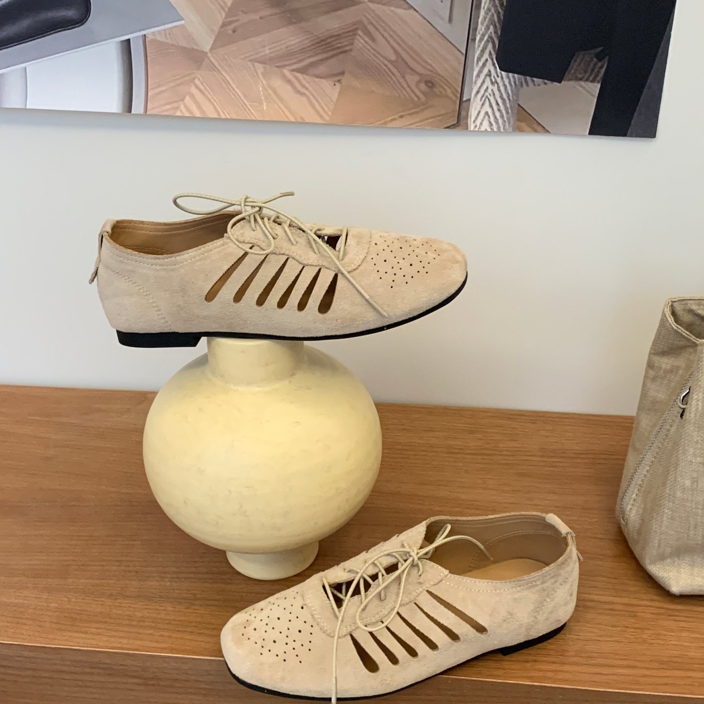 SHOE-REN韩式镂空绑带单