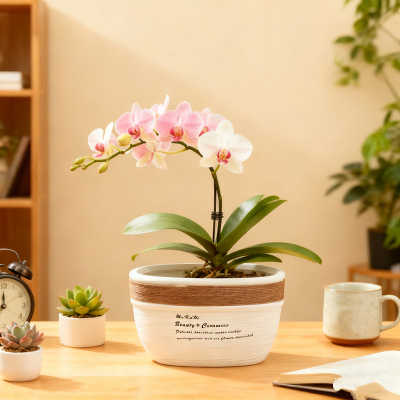 高档蝴蝶兰花盆大蕙兰年花组合陶瓷高颜值花盆椭圆形艺术花盆,鲜花速递/花卉仿真/绿植园艺,花盆,淘宝优惠券,粉丝福利购,淘宝优惠卷