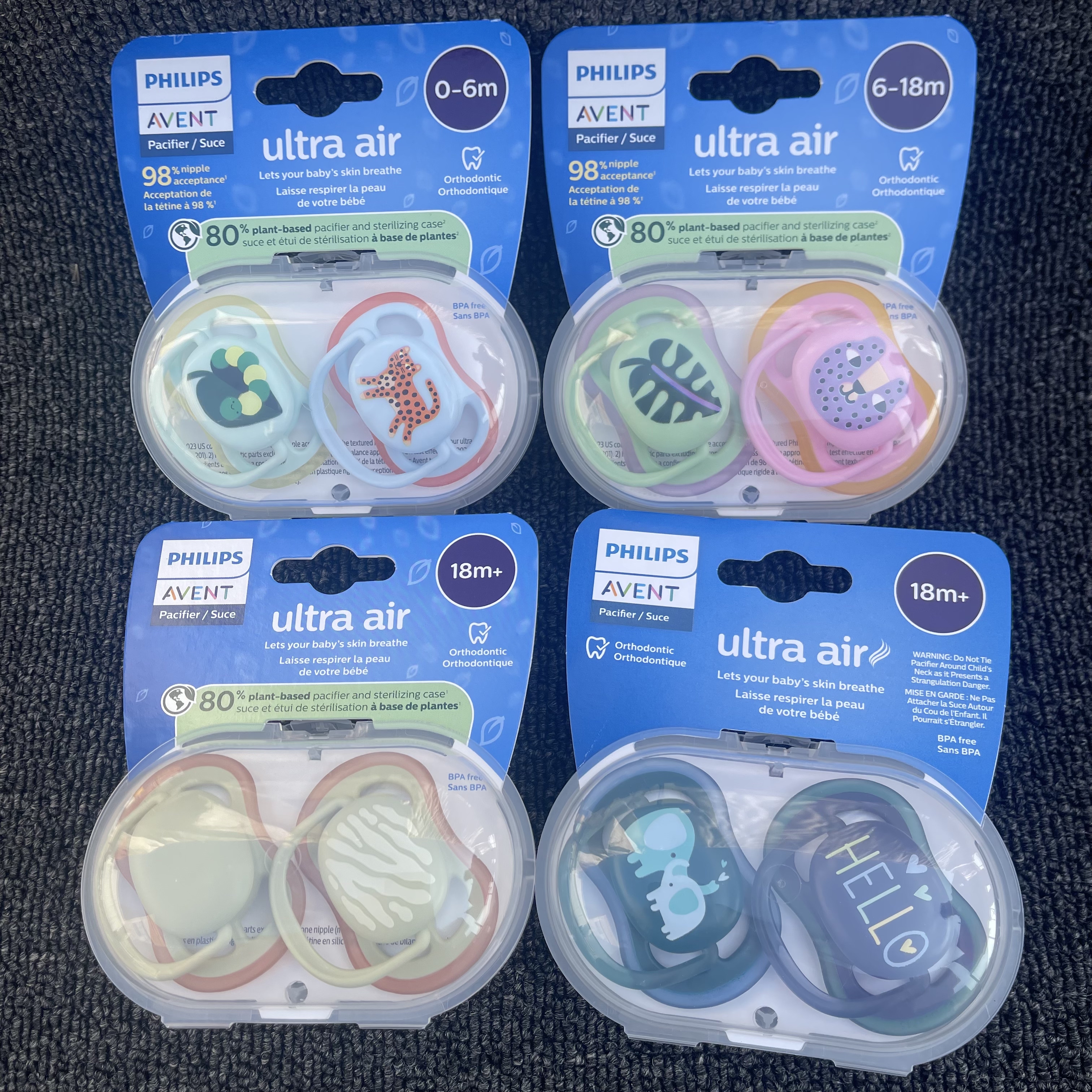 四孔透气2只装Avent飞利浦新安怡婴儿安抚奶嘴0到3个月6-18防胀气