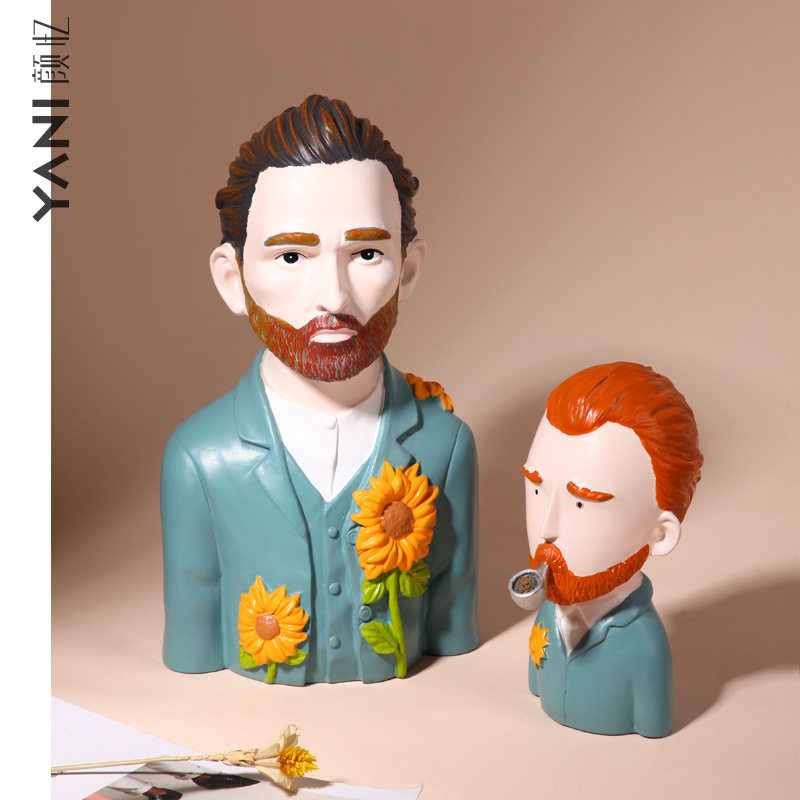 画家梵高卡通人偶名人摆件创意网红抖音ins风文创国潮车载公仔