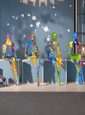 美式创意抽象思考者客厅装饰摆件高级感轻奢高档电视柜酒柜工艺品