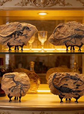 创意仿真恐龙化石模型装饰摆件霸龙骨头道具小众艺术品酒柜电视柜