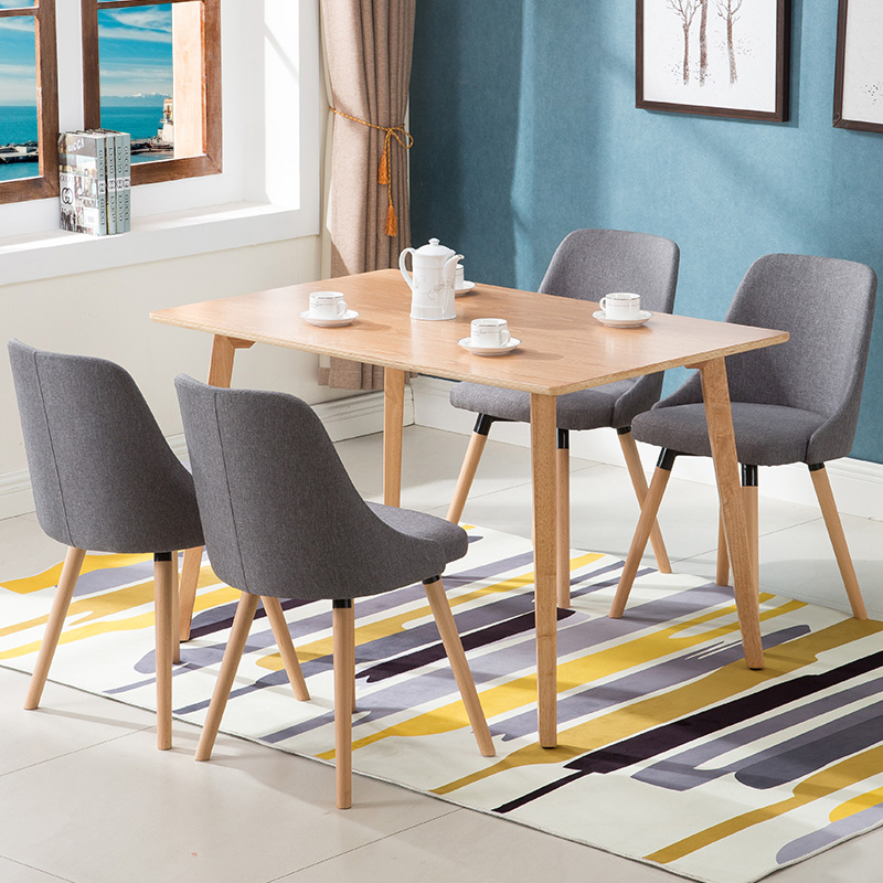 实木布艺餐厅简约现代风书桌椅