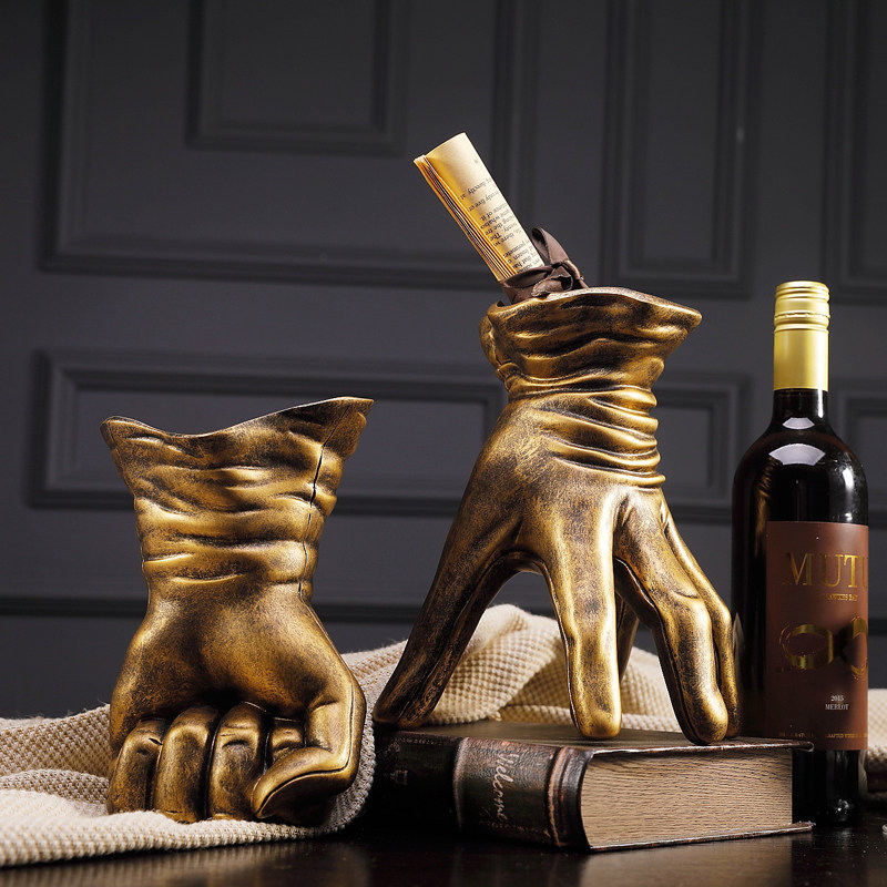 复古创意红酒架装饰摆件手势造型花瓶摆设一款多用途吧台橱窗摆饰