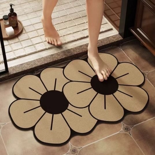 小清新花朵硅藻泥洗手间门垫浴室门口吸水防滑地垫卫生间厕所脚垫