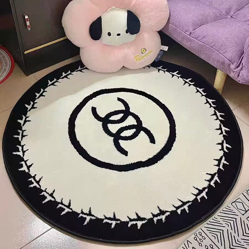 卧室床边小香风仿羊绒圆形地毯