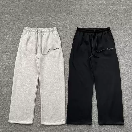 Broken Planet Letter Embroidered Logo Fleece Sweatpants American Street Casual Straight-Leg Pants for Men and Women ins