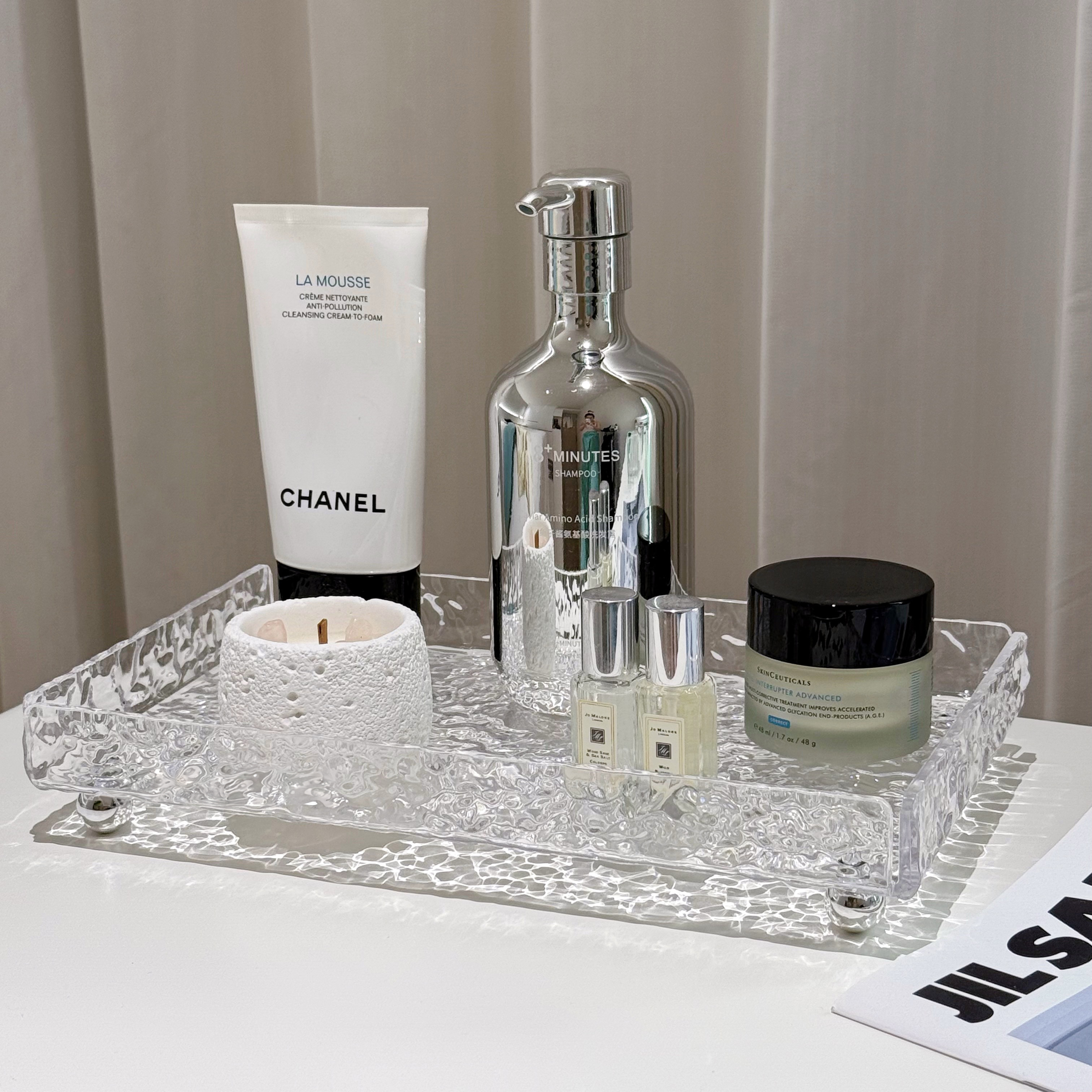 轻奢亚克力托盘化妆品收纳架酒店洗漱台杯架浴室置物架家用客厅