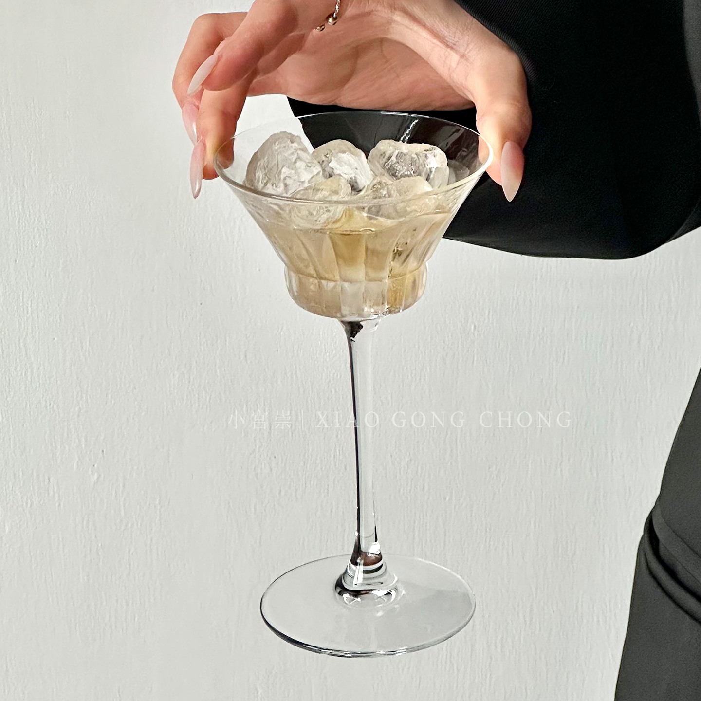 法式小众刻花高颜值高脚杯