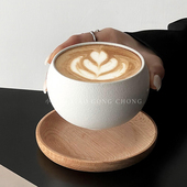 复古纯白磨砂石纹陶瓷杯蛋杯拿铁咖啡杯下午茶小众卡布奇洛拉花杯