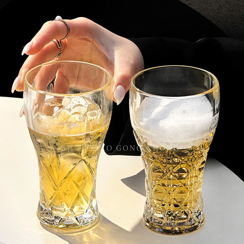 2026年新款创意刻花精酿啤酒杯