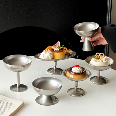 创意韩风不锈钢沙拉碗高脚奶昔杯