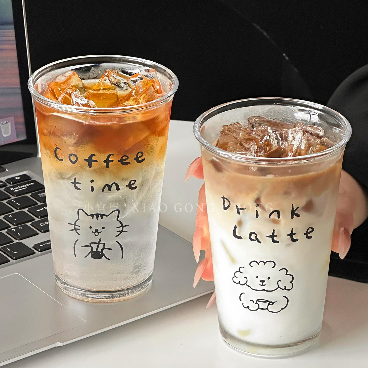 高颜值玻璃冰美式拿铁果汁咖啡杯