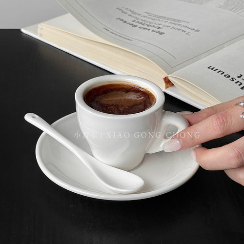 白色意式浓缩杯espresso小杯简约欧式咖啡杯子陶瓷杯杯碟套装80ml - 封面