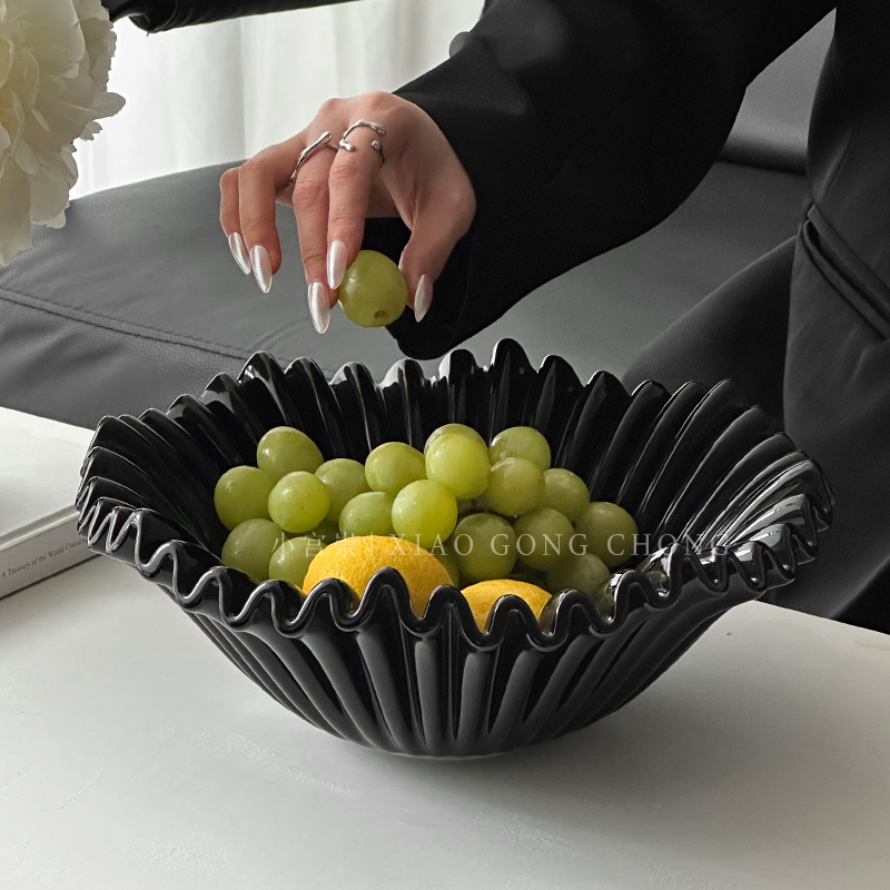 轻奢高级感精致大容量波浪水果盘