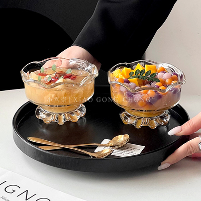 高颜值花朵玻璃甜品碗创意糖水碗