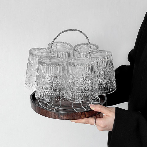 复古太阳花浮雕水杯套装