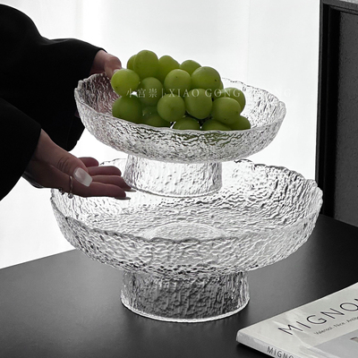 高级感多层高脚玻璃水果盘