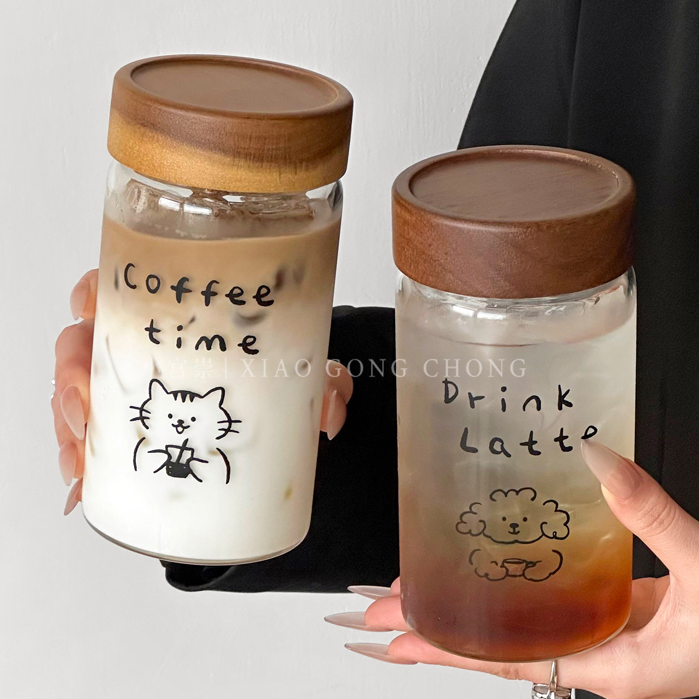 ins风家用耐热玻璃杯拿铁咖啡杯