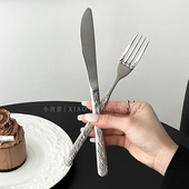 创意石纹西餐餐具刀叉不锈钢餐叉牛排刀叉精致甜品勺高颜值餐具