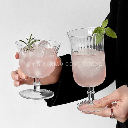 ins风玻璃竖纹特调鸡尾酒杯