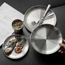 ins高颜值甜品不锈钢盘子韩式 蛋糕盘点心盘餐盘骨碟吐司盘水果盘