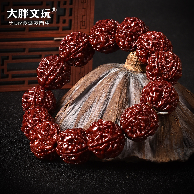 机刷金刚菩提手串 尼泊尔五6瓣包浆玉化大金刚手链文玩佛珠男女式