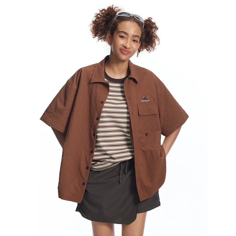 STRIIS玉鸟一鸣刺绣短袖衬衫