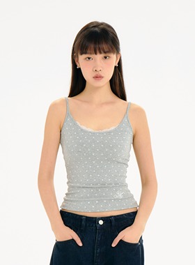 Archivum 猫爪波点蕾丝吊带 夏季外穿芭蕾风修身女打底内搭背心