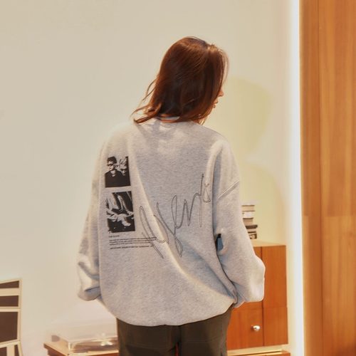 摇滚人像印花圆领卫衣