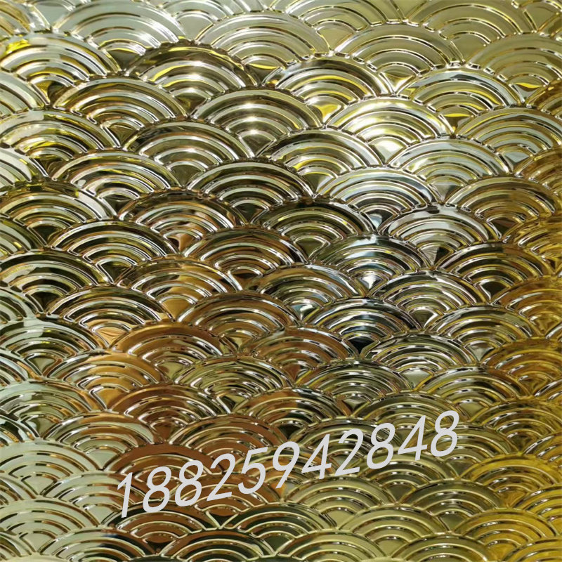 不锈钢龙鳞纹压花板背景墙装饰板室内户外鱼鳞彩色金属立体花纹板_虎窝淘