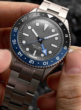 UNDONE 新款Basecamp大本营钛合金GMT自动机械手表钢带时尚夜光表