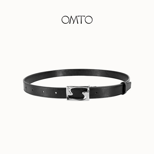 omto男女腰带皮带简约百搭油蜡皮