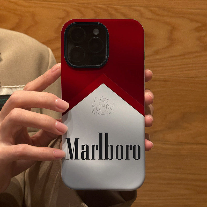 抽象创意万宝路烟盒适用苹果iPhone16Promax手机保护壳15磨砂14二合一13全包12防摔17Pro新款Xsmax情侣保护套