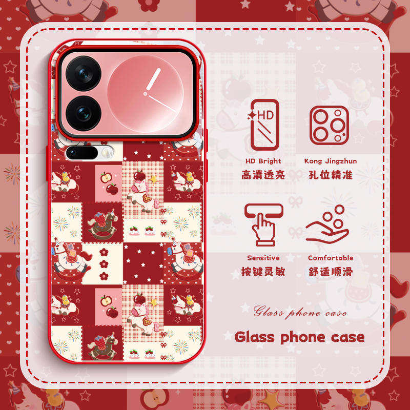 烟火小马适用vivo小米oppo手机保护壳17pro马年15u新年k90红色iqoo15/13高级感findx9新款reno15玻璃14保护套