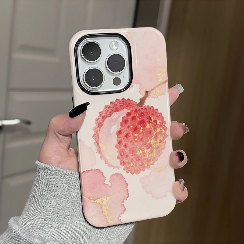 ins风笑口常开荔枝菲林二合一适用于iphone16promax手机壳小众12p苹果15pro保护套女11pro新款13/14pro卡通xr